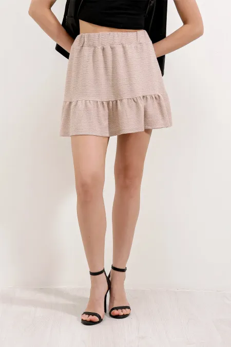 1884 Örme Mini Etek - Bej