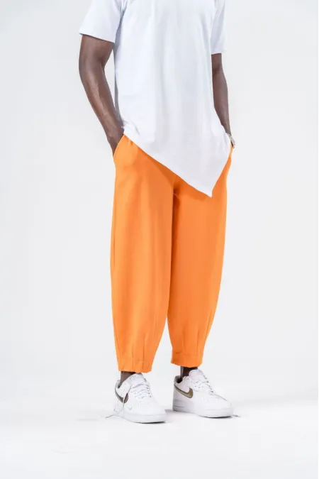 Pantalon de jogging ample orange pour homme, taille et jambes élastiques, HZL24S-MXC8989-341