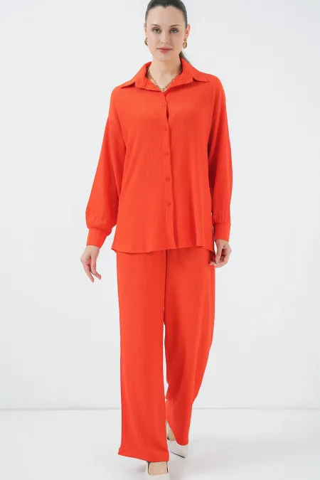 5858 Knitted Two-Piece Set - Orange
