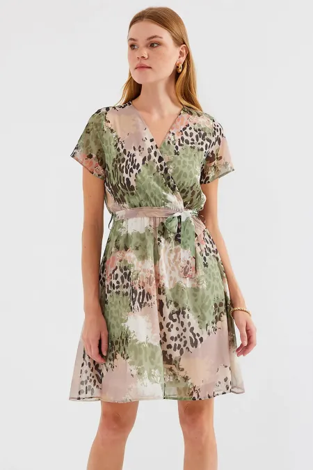 Robe courte en mousseline à motifs 2502 - Çağla