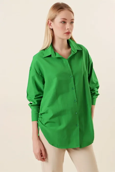 Chemise oversize à cordon de serrage 20132 - Verte