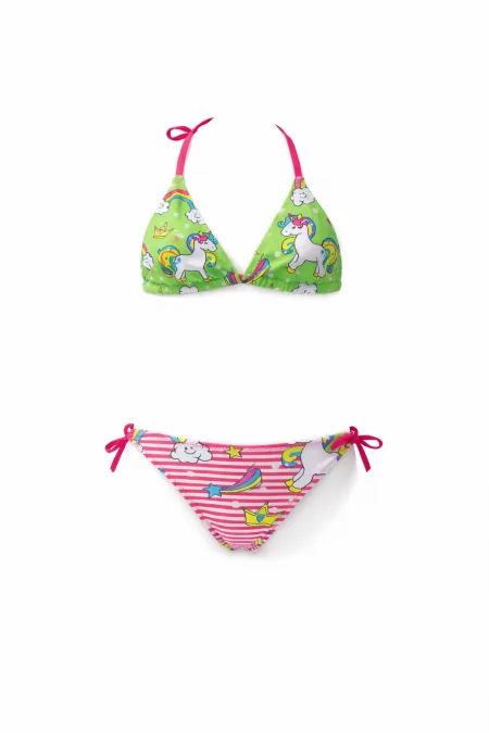 Ensemble bikini licorne rose fluo et vert pour filles HZL25S-LC19049
