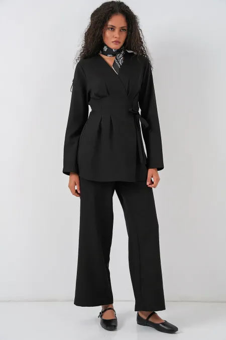 Women's Kimono Pants Fabric Set 30054 - Black