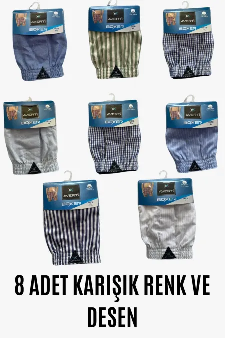 Lot de 8 boxers homme en popeline 100% coton, motif HZL25S-AV01