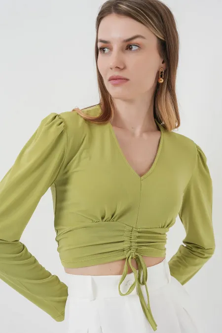 936 Sandy Crop Blouse - Dark Green