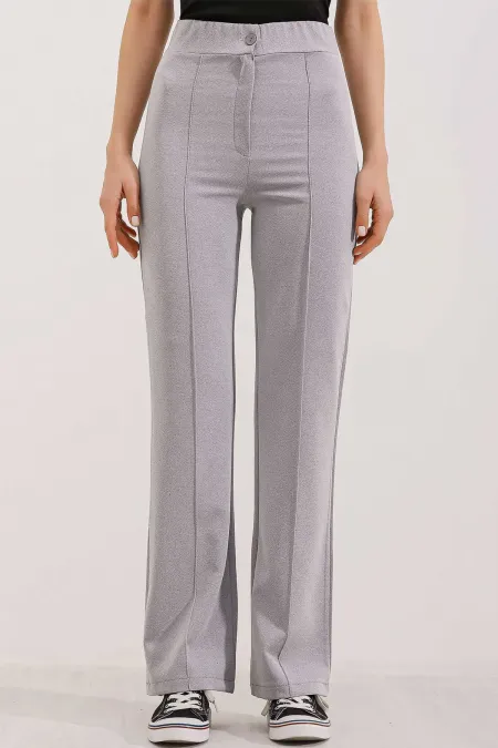 Pantalon palazzo taille haute 6629 - Gris