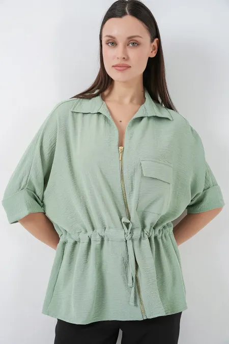 Chemise zippée pour femme 0721 - Menthe