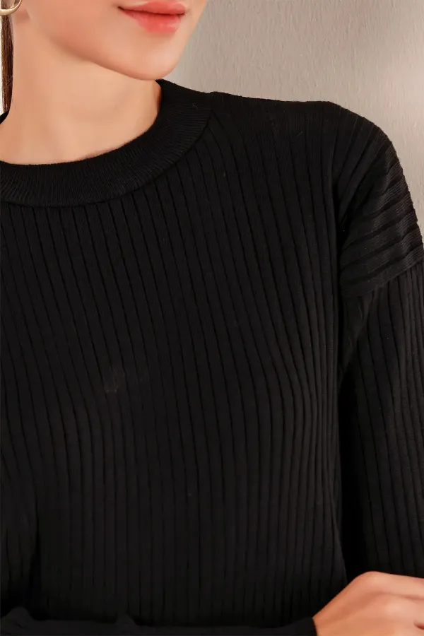 15826 Corduroy Two-Piece Set - Black