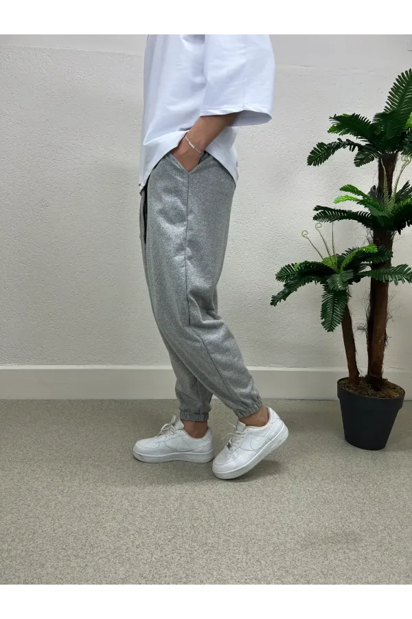 Pantalon de jogging ample gris clair pour homme, taille et jambes élastiques, avec poches, HZL24S-MXC8989-211