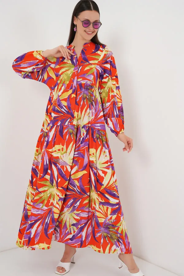 Robe hijab à motifs authentiques 2423 - B.Lila