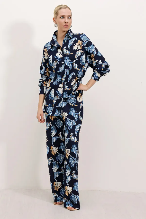 Ensemble deux pièces tricoté 5858 - Bleu marine