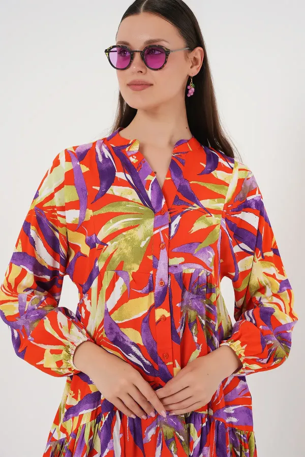 Robe hijab à motifs authentiques 2423 - B.Lila