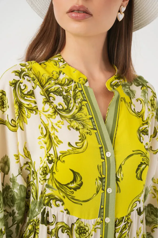 Robe longue hijab à motifs pour femme 2585 - Vert foncé