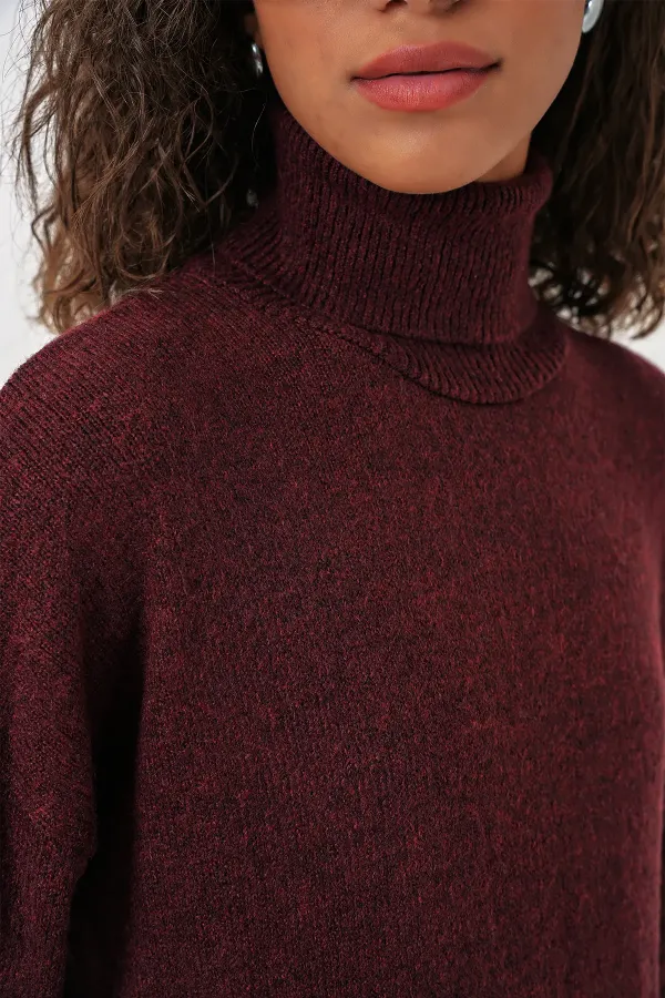 Ensemble deux pièces (pull, jupe et tricot) 15891 - Bordeaux