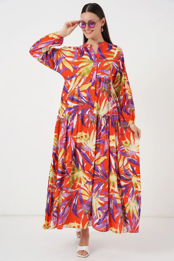 Robe hijab à motifs authentiques 2423 - B.Lila