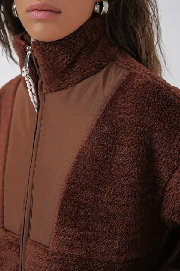 5194 Women's Plush Coat Jacket - Brown