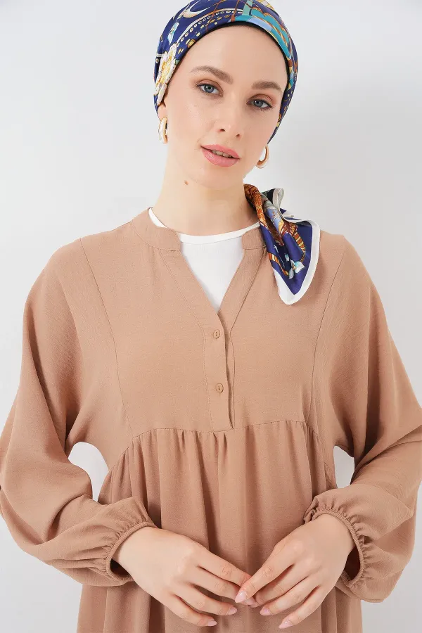 Robe longue hijab pour femme 2525 - Biscuit