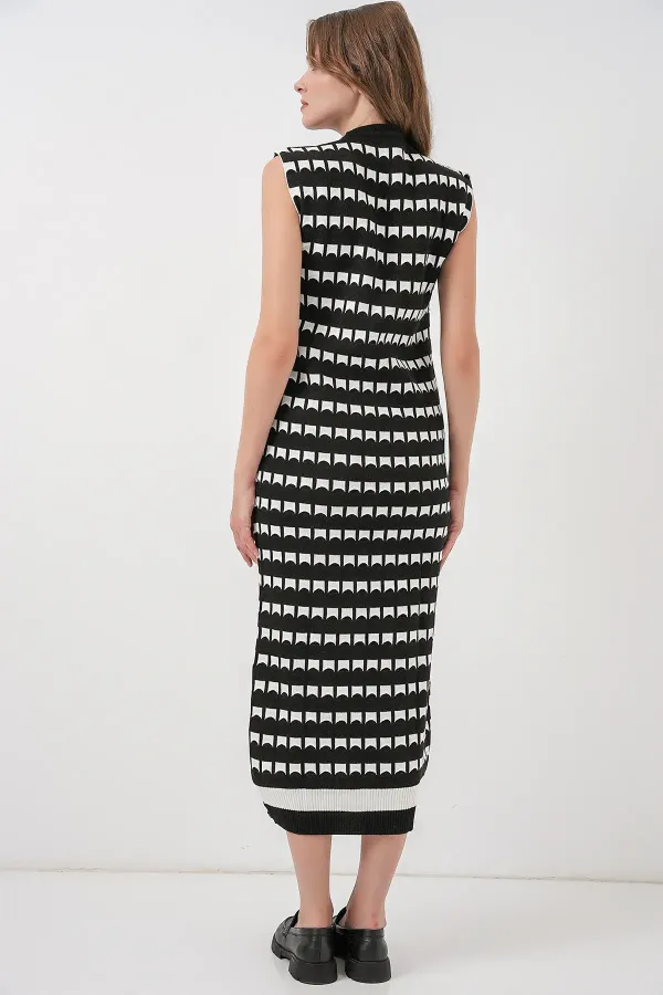 Kadın Uzun Triko Süveter 15961 - D. Siyah