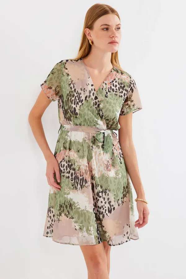 Robe courte en mousseline à motifs 2502 - Çağla