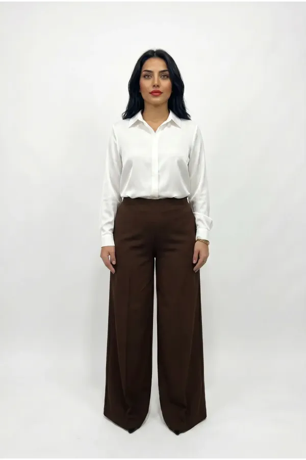 Women's Brown Plus Size Shaping Palazzo Pants HZL26S-ZSS120211 Women's Brown Plus Size Shaping Palazzo Pants HZL26S-ZSS120211