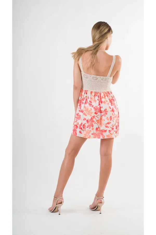 Women's Orange Front Rope Tie Openwork Satin Surface Mini Dress HZL24S-YY250