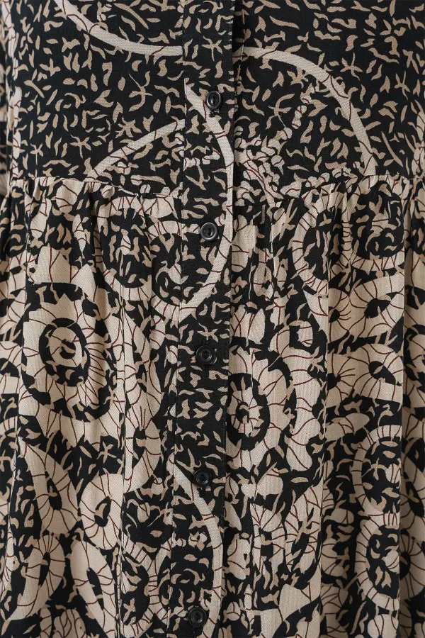 Robe hijab à motifs authentiques 2423 - Noir 9