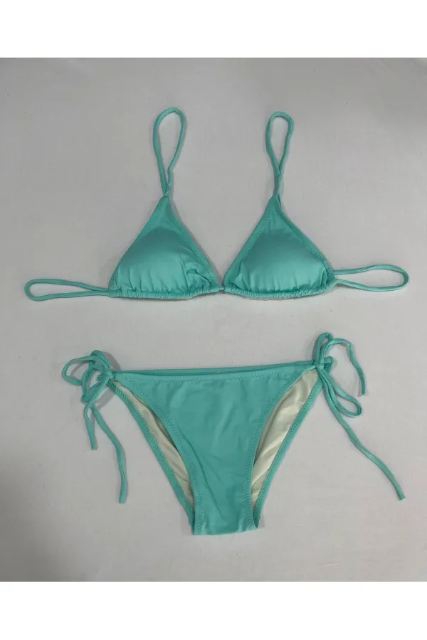 Ensemble bikini triangle dos nu vert aqua pour femme HZL25S-LC5005