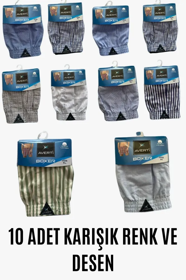 Erkek 10 Lu Gömlek Desen %100 Pamuk Poplin Boxer HZL25S-AV01