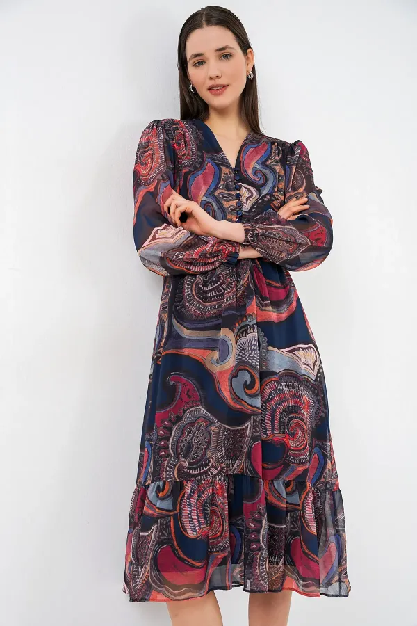 Robe en mousseline à motifs multicolores 2137