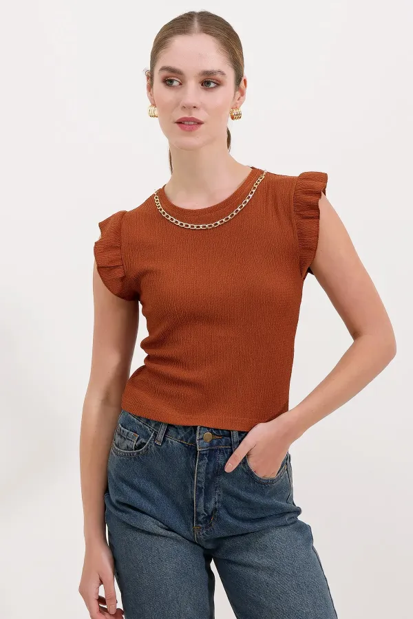 0430 Knitted Blouse - Tan