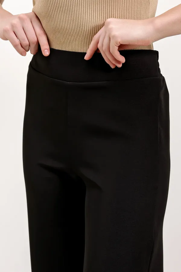 6633 High Waist Wide Leg Trousers - Black