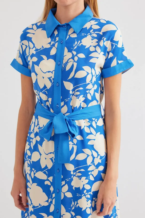 Robe-chemise à motifs 2455 - Bleue