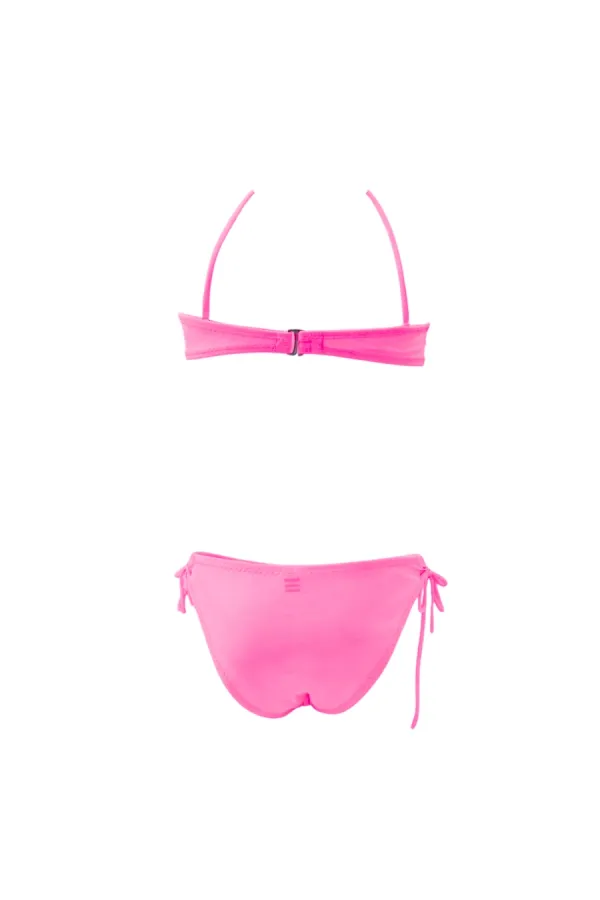 Kız Çocuk Pembe Unicorn Desenli  2-8 Yaş Straplez Bikini Takım HZL24S-LC3658