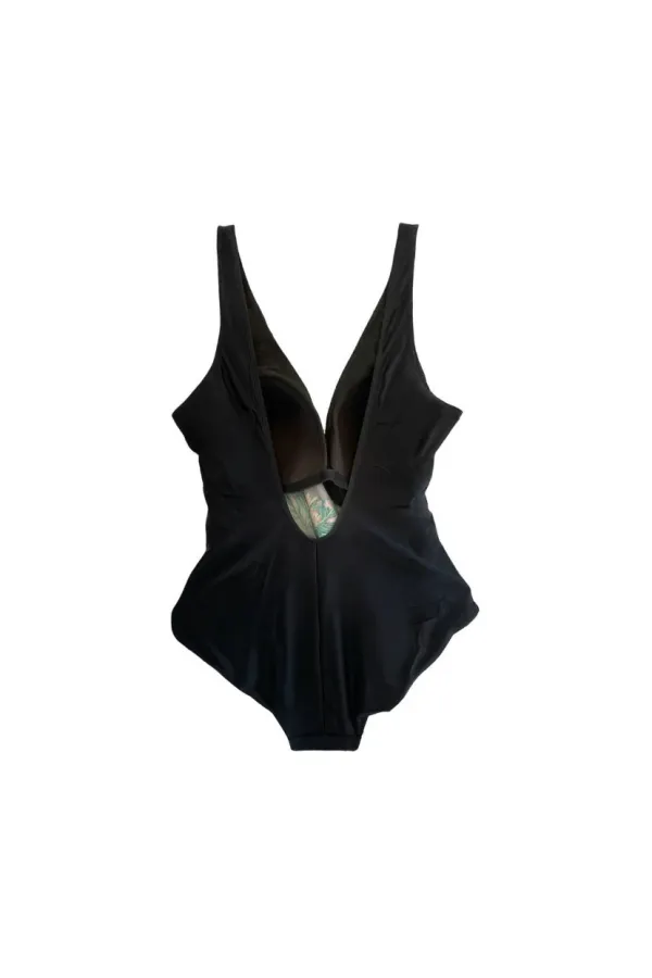 Maillot de bain femme noir turquoise à motifs HZL25S-LC6279