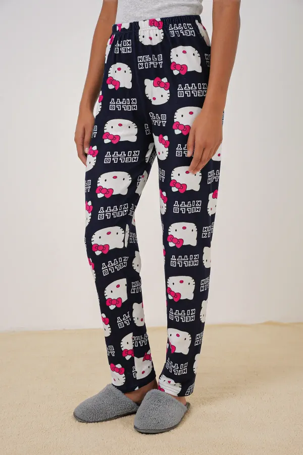4323 Patterned Pajama Bottoms - Dark Navy