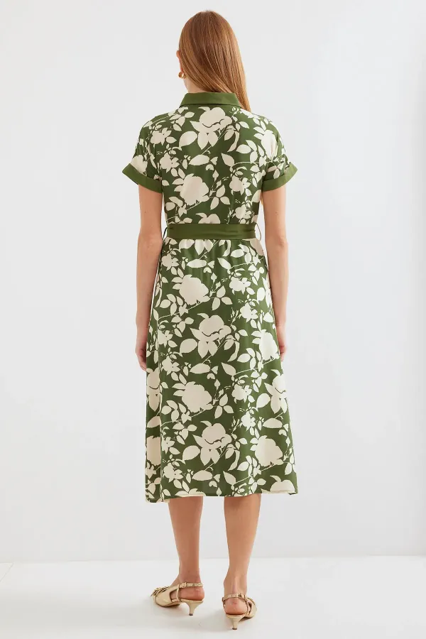 Robe-chemise à motifs 2455 - Kaki