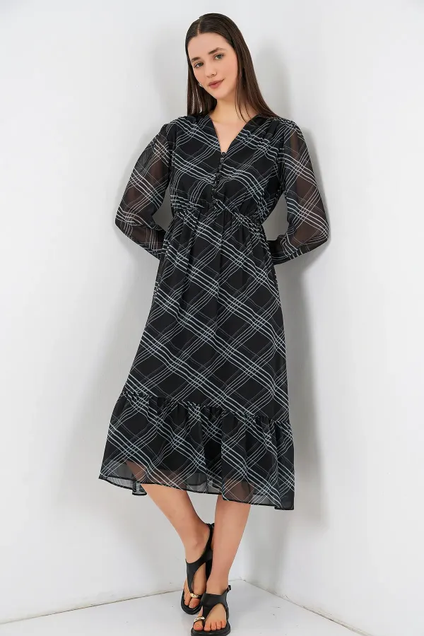 Robe en mousseline à motifs 2137 - Gris clair