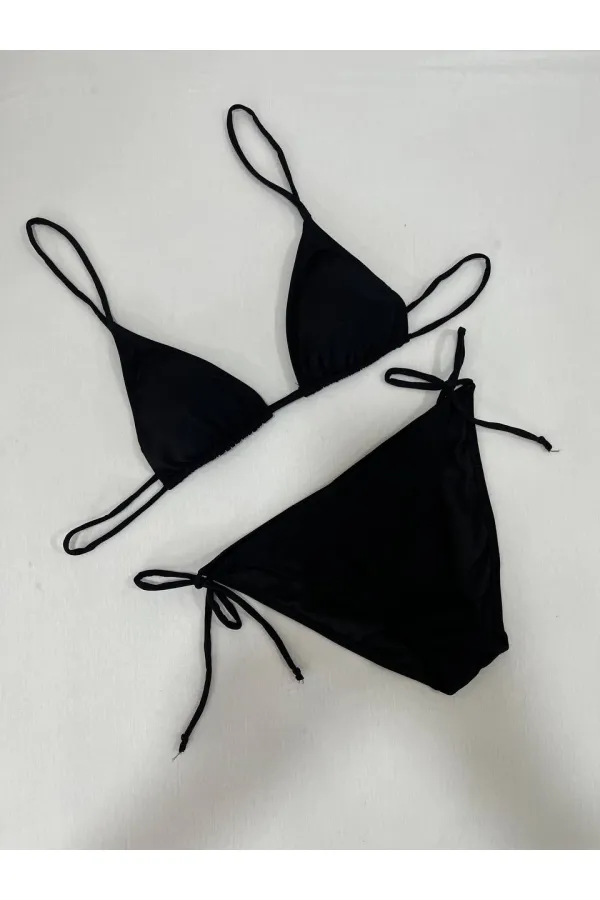 Ensemble bikini triangle noir dos nu pour femme HZL25S-LC5005