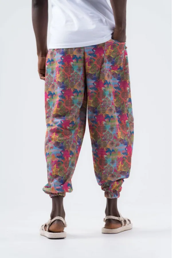 Pantalon de jogging ample à motifs multicolores pour homme, taille et jambe élastiques, HZL24S-MXC8989-66
