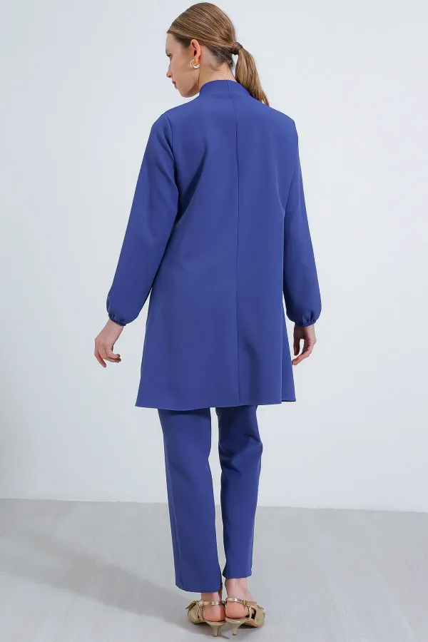 Ensemble pantalon et tunique en maille indigo pour femme 6654