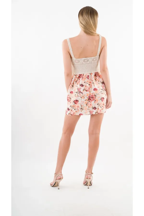 Kadın Sarı Önden İp Bağlamalı Ajurlu Model Saten Yüzeyli Mini Elbise HZL24S-YY250