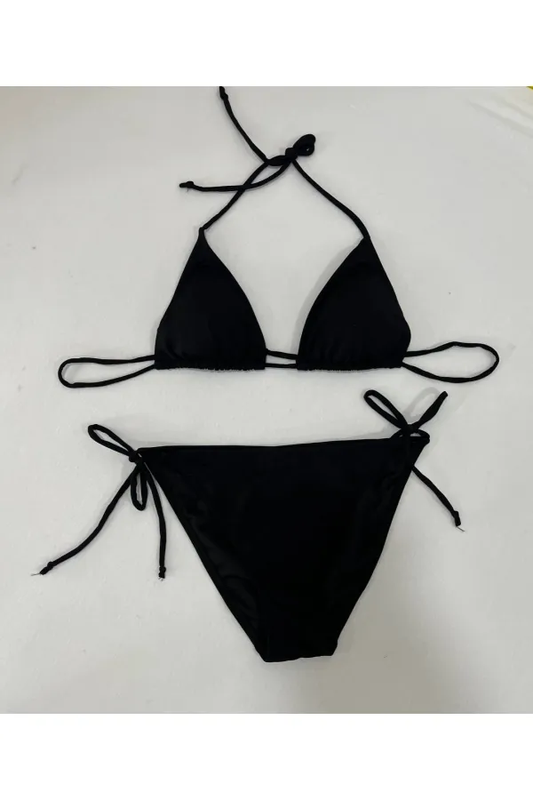 Ensemble bikini triangle noir dos nu pour femme HZL25S-LC5005
