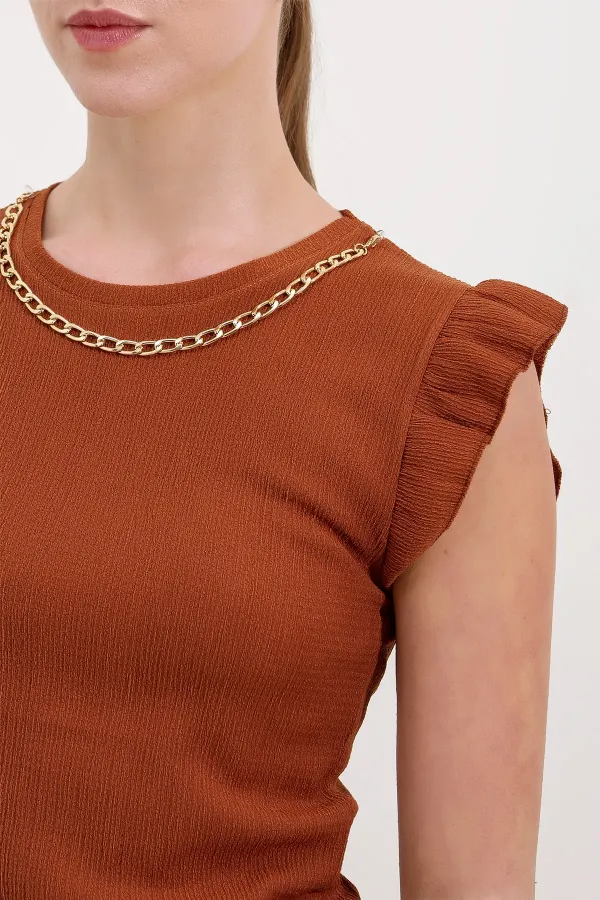 0430 Knitted Blouse - Tan