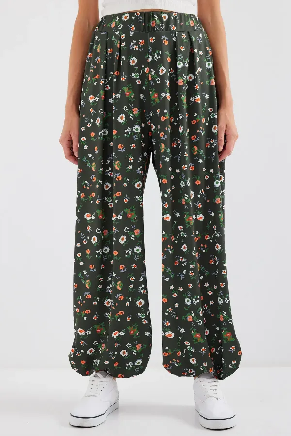 6665 Desenli Şalvar Pantolon - Haki