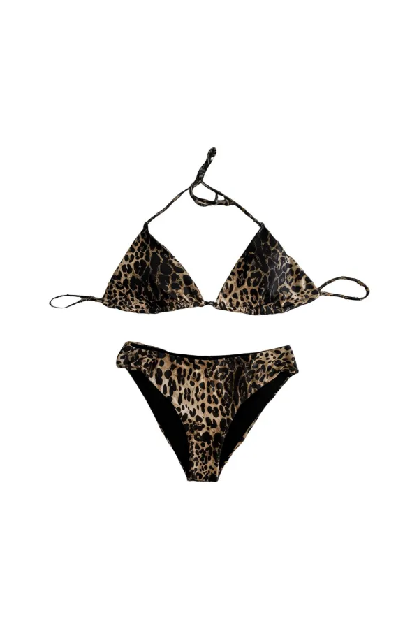 Ensemble bikini dos nu à motif léopard pour femme HZL25S-LC3220