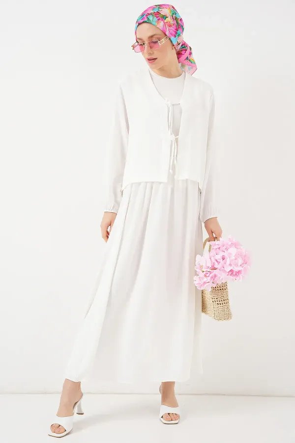 Ensemble deux pièces jupe kimono Ayrobin pour femme 8047 - Blanc