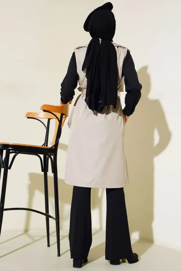 5911 Double-Breasted Trench Coat Vest - Beige