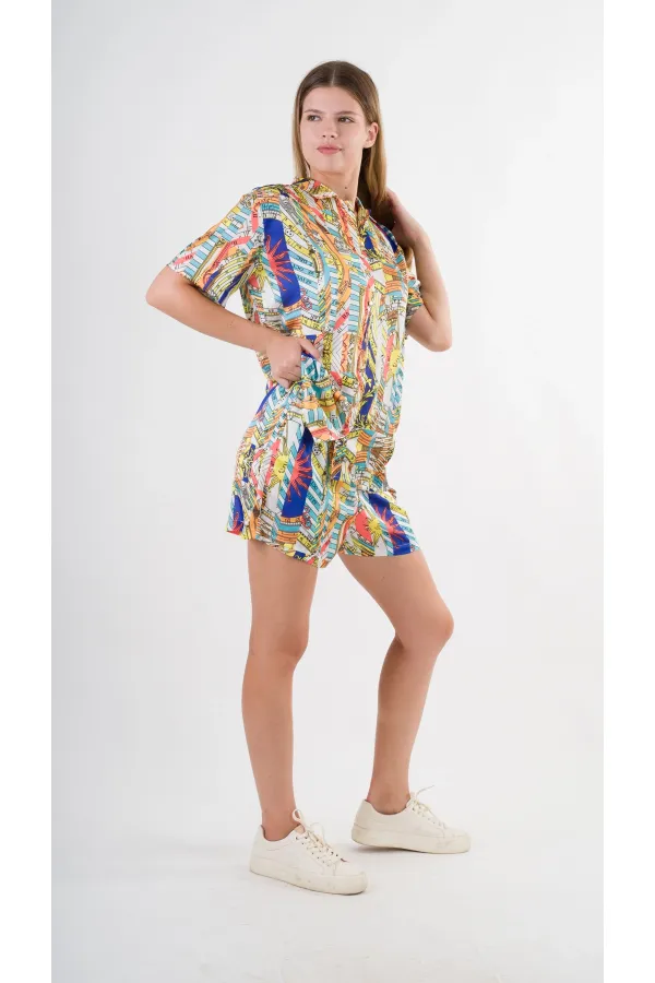 Ensemble haut et bas à motifs bleu marine pour femme HZL24S-YY226