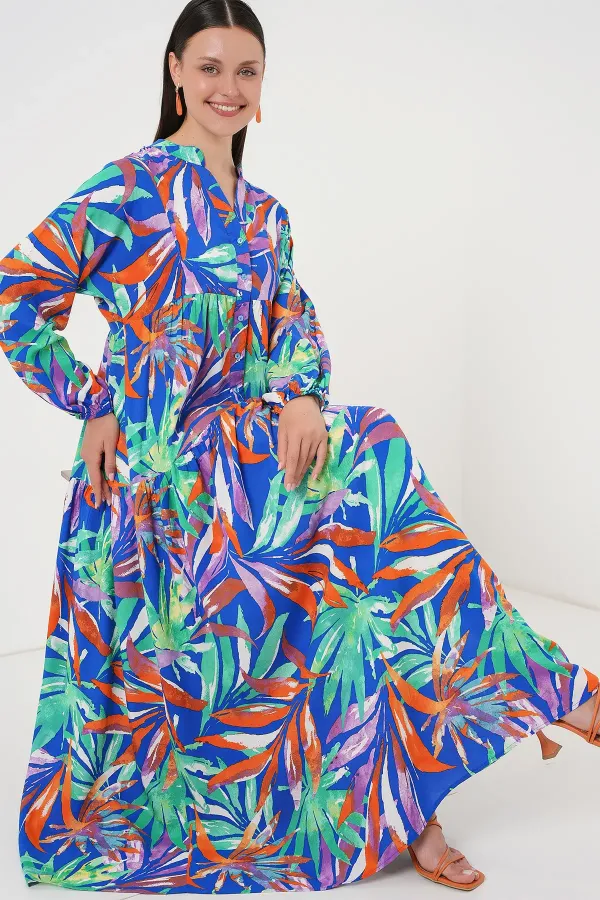 Robe hijab à motifs authentiques 2423 - Bleu marine, taille 10
