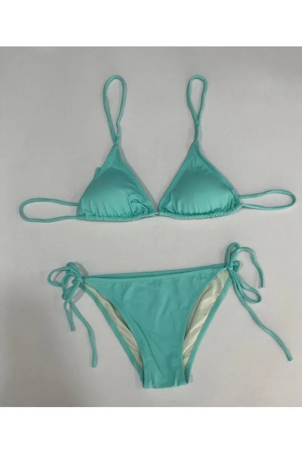 Ensemble bikini triangle dos nu vert aqua pour femme HZL25S-LC5005